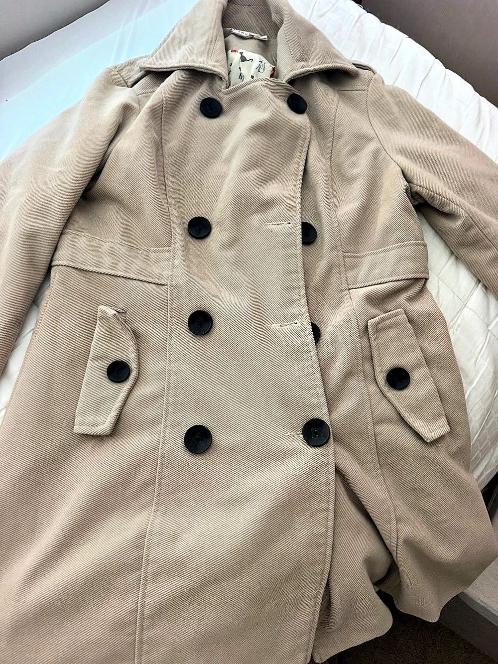 ANANY Beige Trench Coat Size 48 Like New